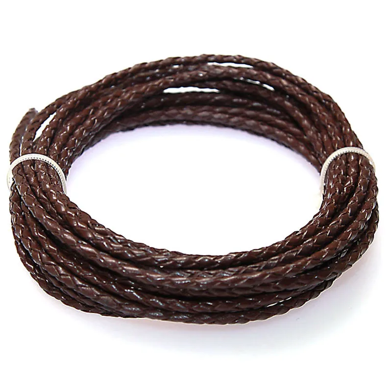 5 Meters Genuine Leather Cord 3mm Braided Cowhide Genuine Real Leather Cords For DIY Jewelry Making Suppliers