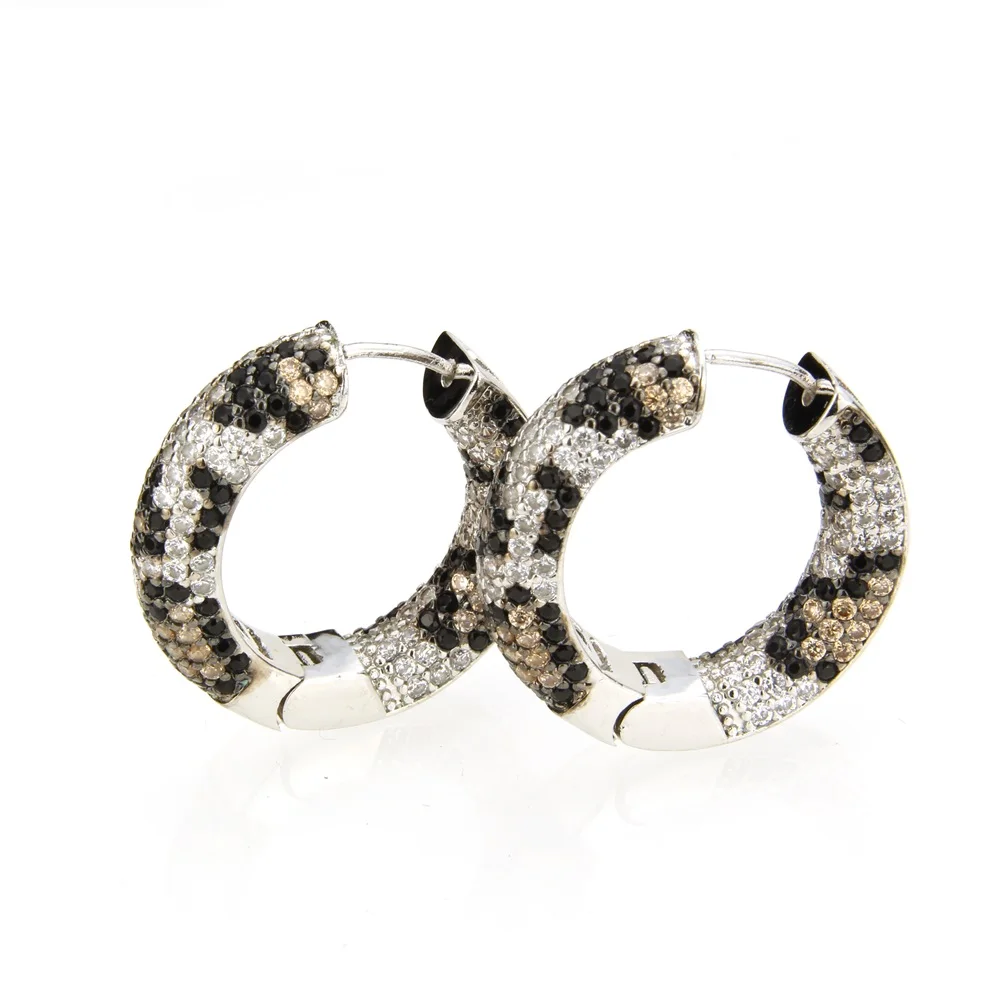 SUNSLL Copper Gold Plated Hoop Earrings, Leopard Snake Python Pattern Inlaid Colorful Zirconia Exaggerated Jewelry For Women
