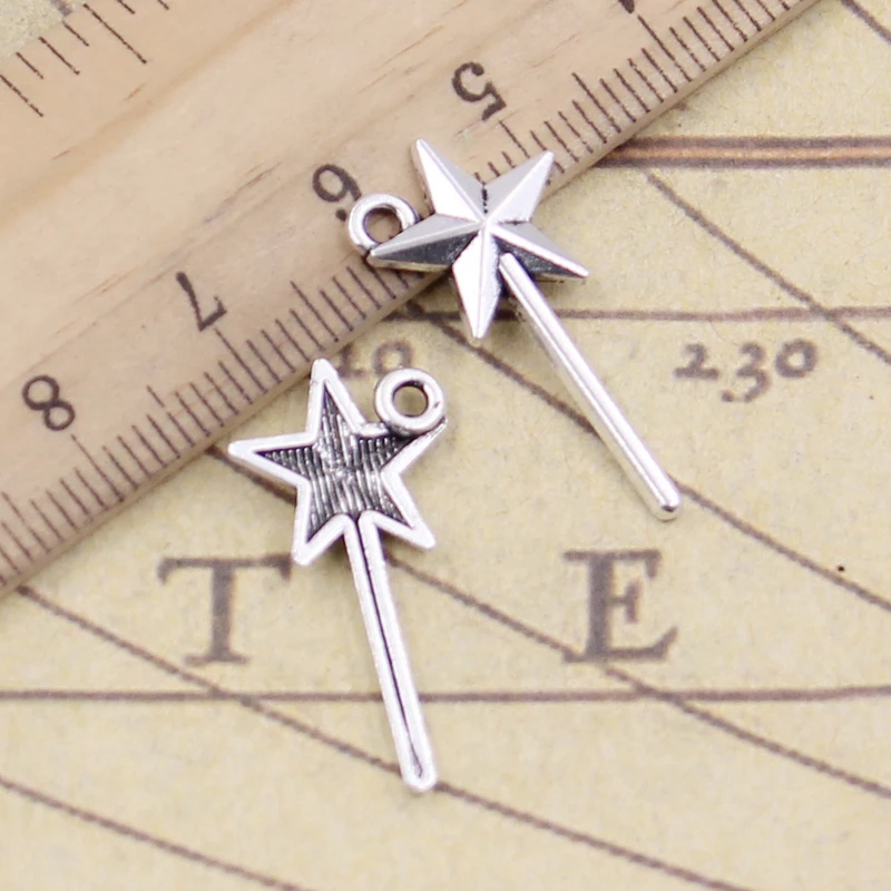 30 sztuk Charms magia różdżka 25x13mm tybetański brąz srebrny kolor zawieszki antyczna biżuteria Making DIY Handmade Craft