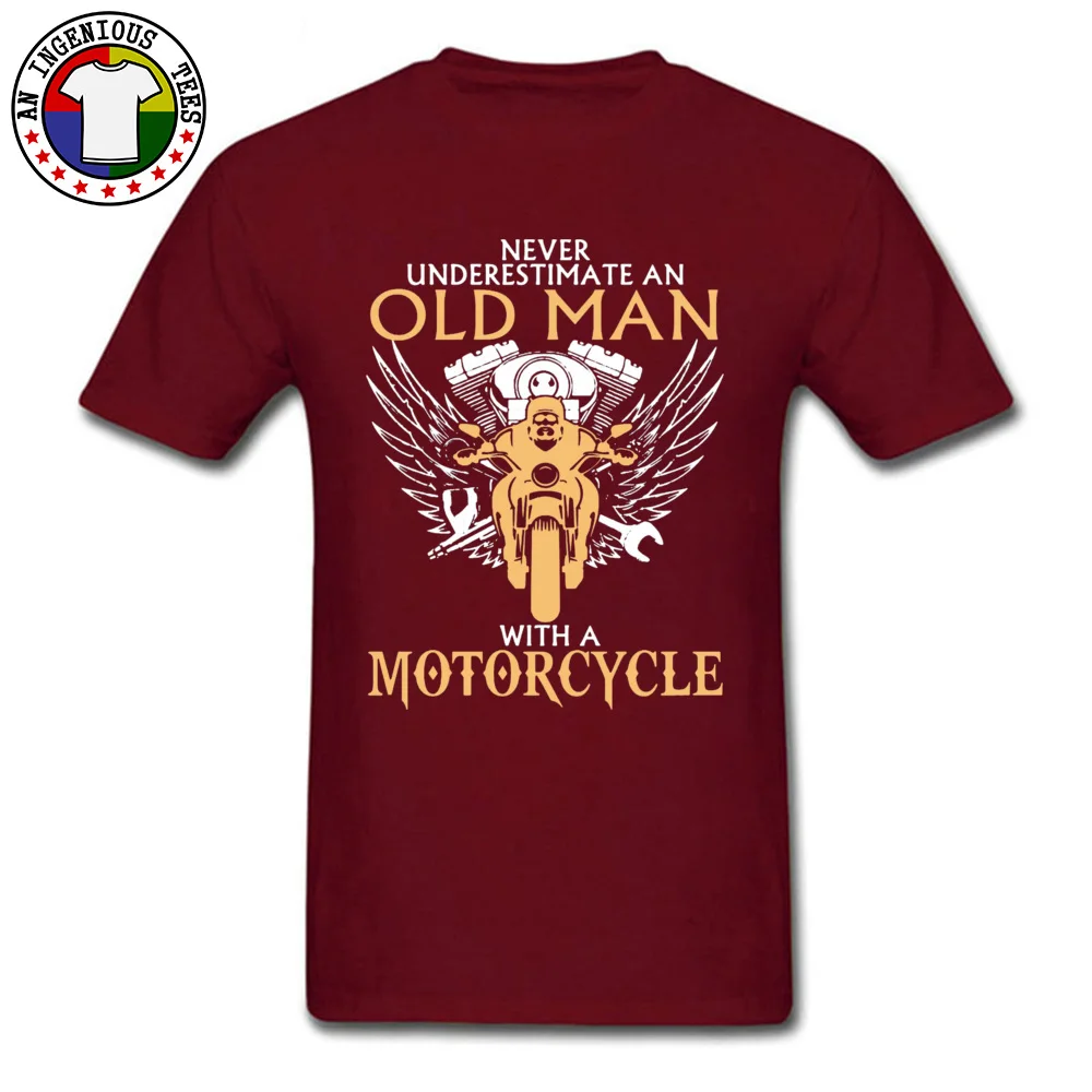 Grandpa Motorcycle T Shirt Vintage Rider Biker Father Tshirts Never Underestimate Old Man With A Motorcycle Plus Size T-Shirt