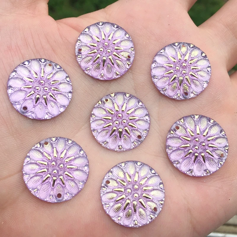 YUSDTSHA 15pcs Flatback Stone Round Flower rhinestone Scrapbook Wedding DIY Craft  -B102