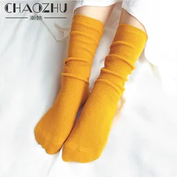 CHAOZHU-Meias de algodão japonês para mulheres, meias longas e macias para menina, multi cores fofas, de alta qualidade, presente de Natal