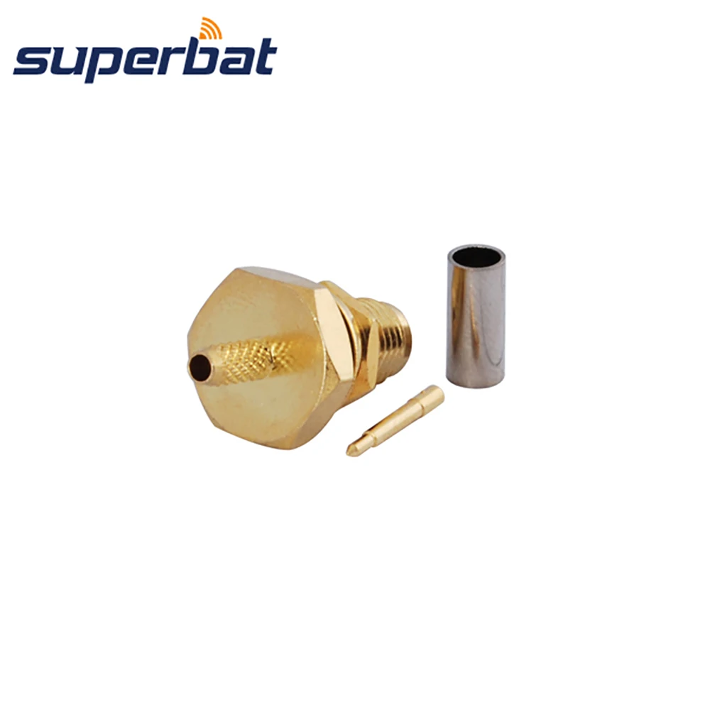 Superbat RP-SMA Crimp Jack(male pin) Bulkhead O-ring RF Coaxial Connector for Cable RG316 RG174 LMR100