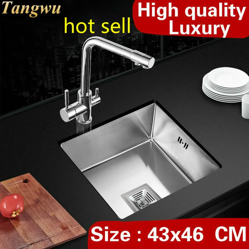 

Free shipping Home balcony vogue multifunction do the dishes kitchen manual sink single trough 304 stainless steel 430x460 MM