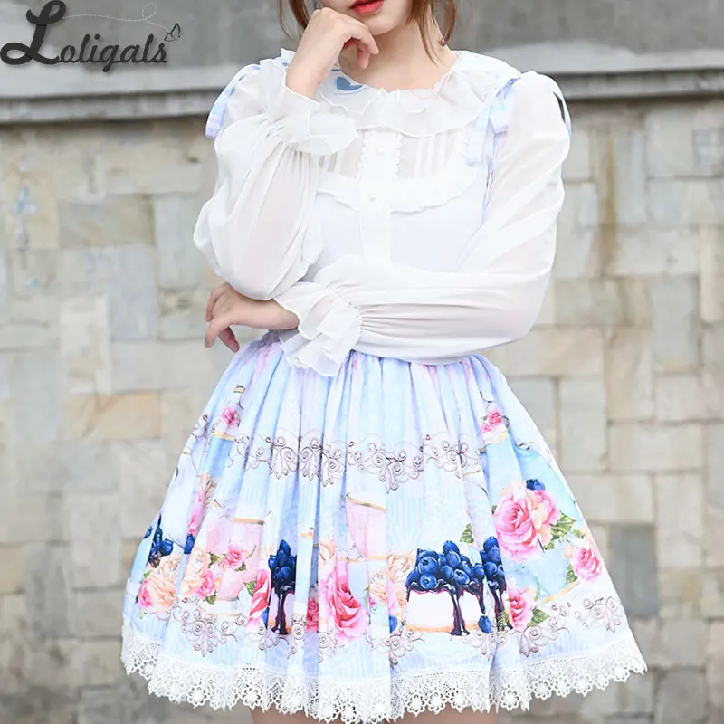 Sweet Flower Printed Short Skirt Mori Girl A line Suspender Skirt