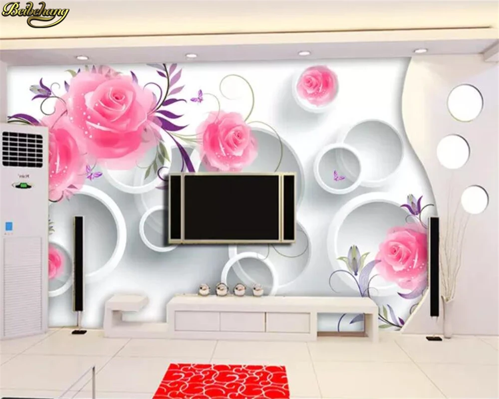 beibehang Custom photo wallpaper mural rose flower vine 3D circle TV background wall papers home decor papel de parede infantil