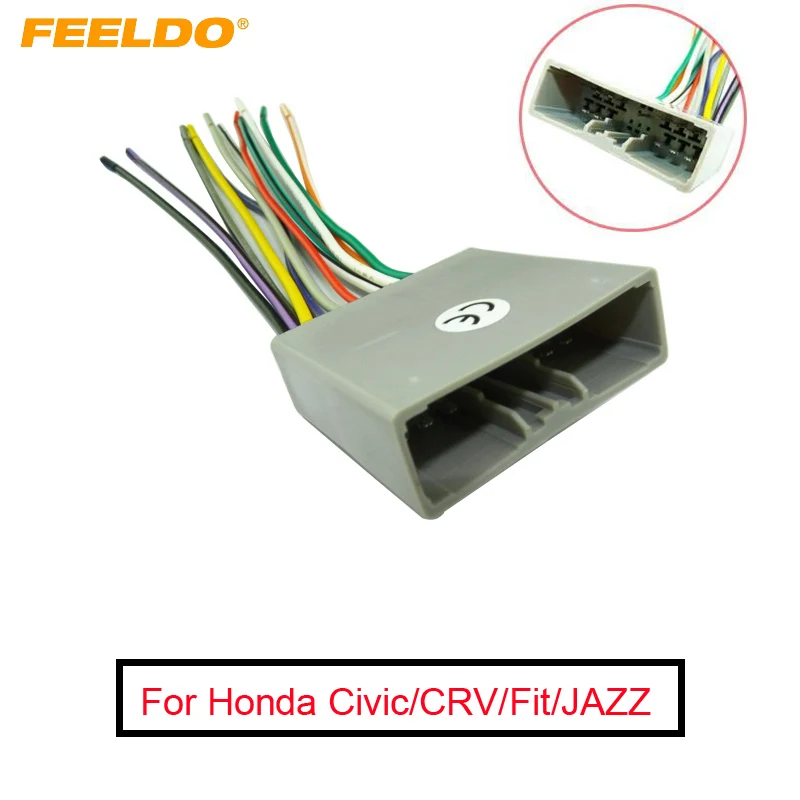 

FEELDO 1Pc Car CD Player Radio Audio Stereo Wiring Harness Adapter Plug For Honda 06-08/Civic/Fit/CRV/ACURA #AM2956