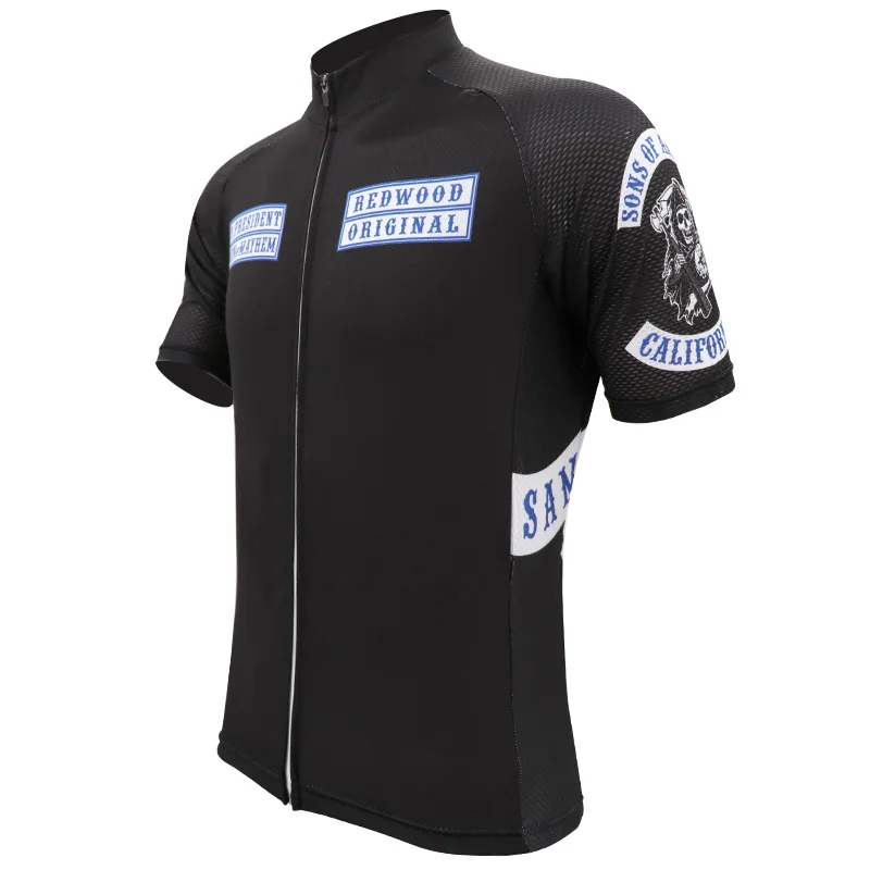 Sons of Anrchy Club Cycling Jersey for Men, California Black Clothing, Redwood Clothing, Bicycle Clothes, Can Be Custom