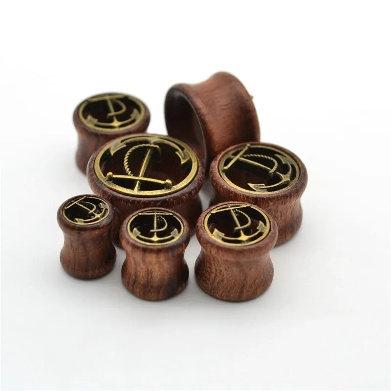 

Anchor ORGANIC WOOD Wooden Plug Ear DOUBLE FLARE Saddle Flesh Tunnel Stretcher Expander 8mm 20mm Body piercing Jewelry wholesale