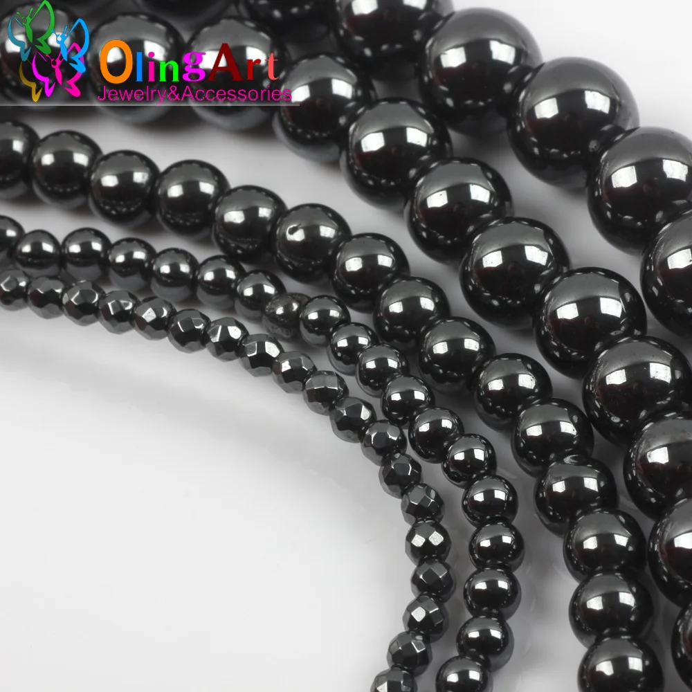 3/4/6/8/10MM 120/100/75/30/25PCS/LOT Natural Stone Black Hematite Round Beads necklace Bracelet jewelry