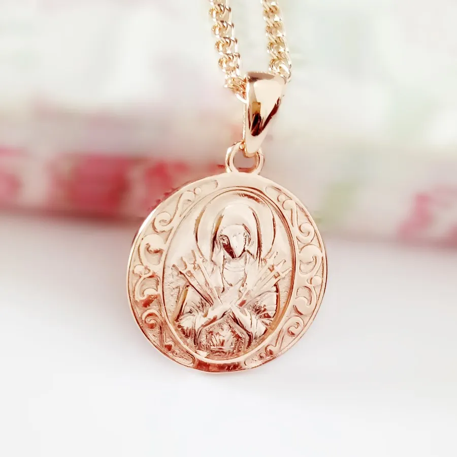 

Orthodox Pendants Round Pendant Women Jewelry 585 Gold Color Pendant Fashion New Necklace Pendants
