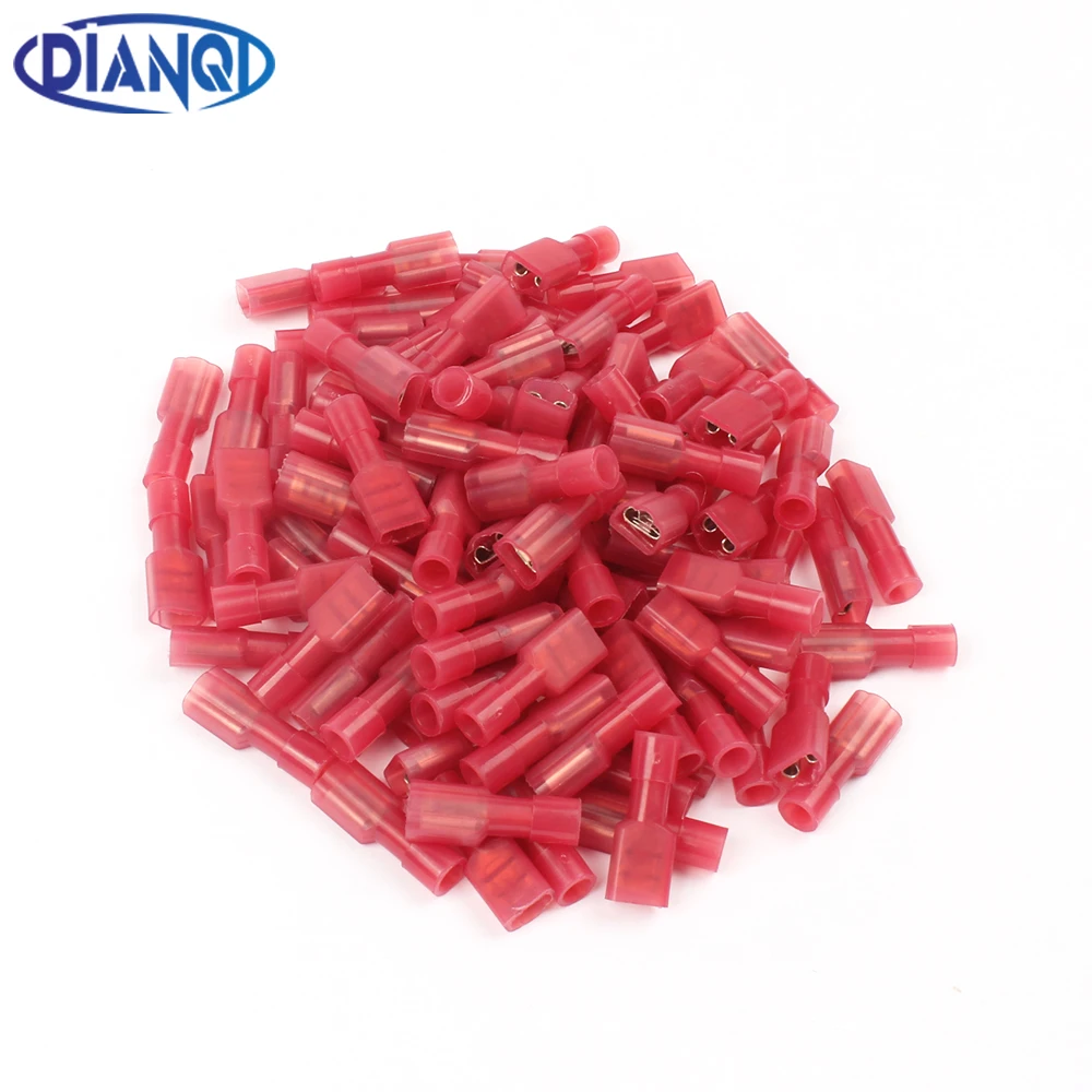 DIANQI FDFN1-187 NYLON brass Female Insulated Spade joint Cable Wire Connector 100PCS 0.5-1.5mm2 22-18AWG FDFN