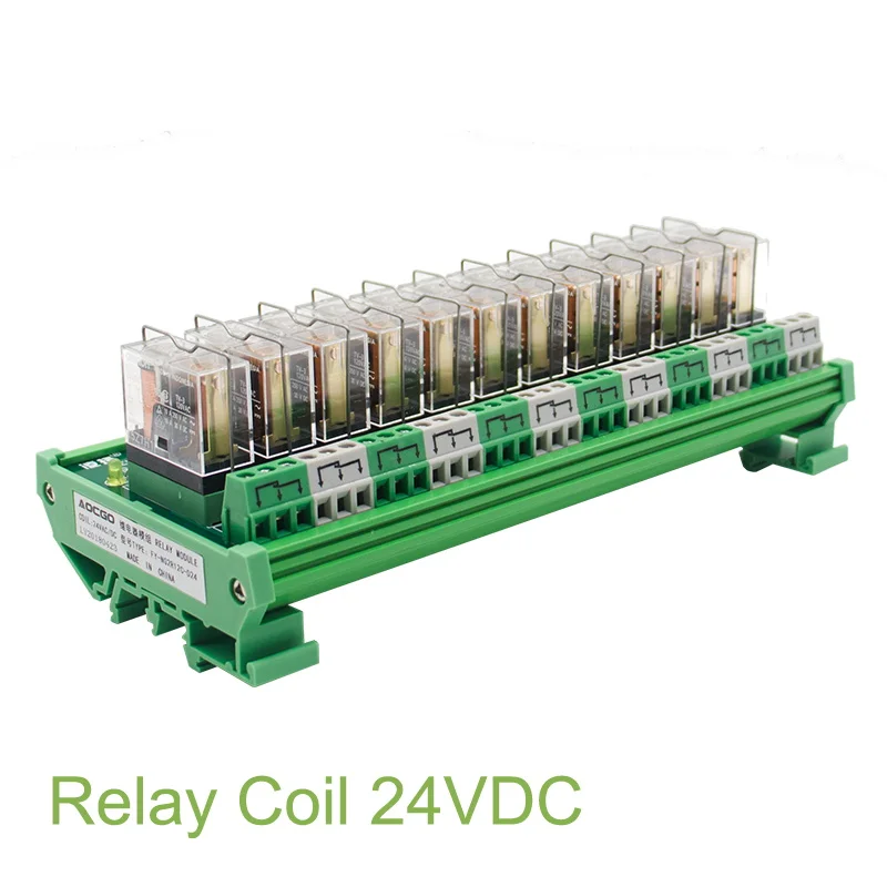 Custom-made 16A 12 Channel 1 SPST-NO DIN Rail Mount OMRON G2R-1A-E with 8Pin relay socket 24V DC/AC Interface Relay Module