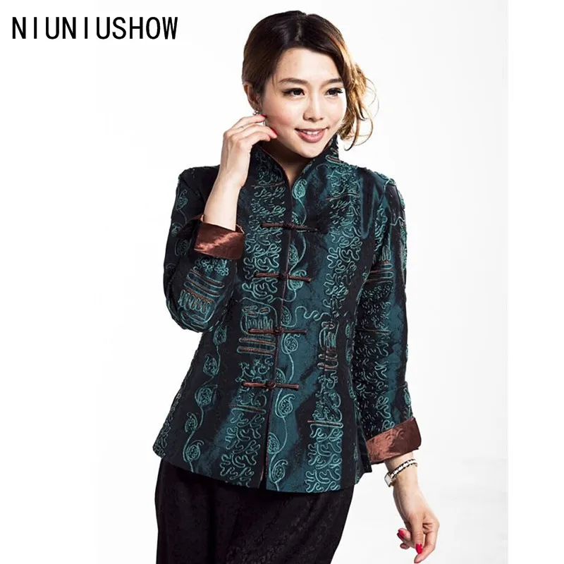 New Arrival Spring Female Silk Satin Jacket Chinese Lady Embroidery Coat Flowers Size S M L XL XXL XXXL