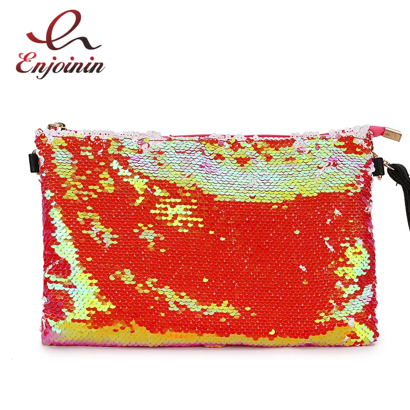 Dazzling Fashion Gradient Color Sequins Women Casual Clutch Bag Shoulder Bag Crossbody Bag Female Envelope Bag Handbag Totes