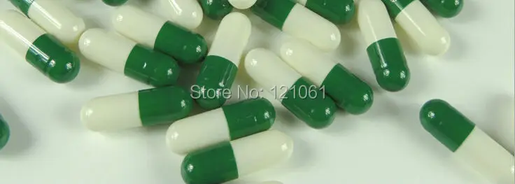 00 size , 5,000pcs!Dark Green-white empty capsules size 00,hard gelatin empty capsules(Joined or seperated capsules available!)