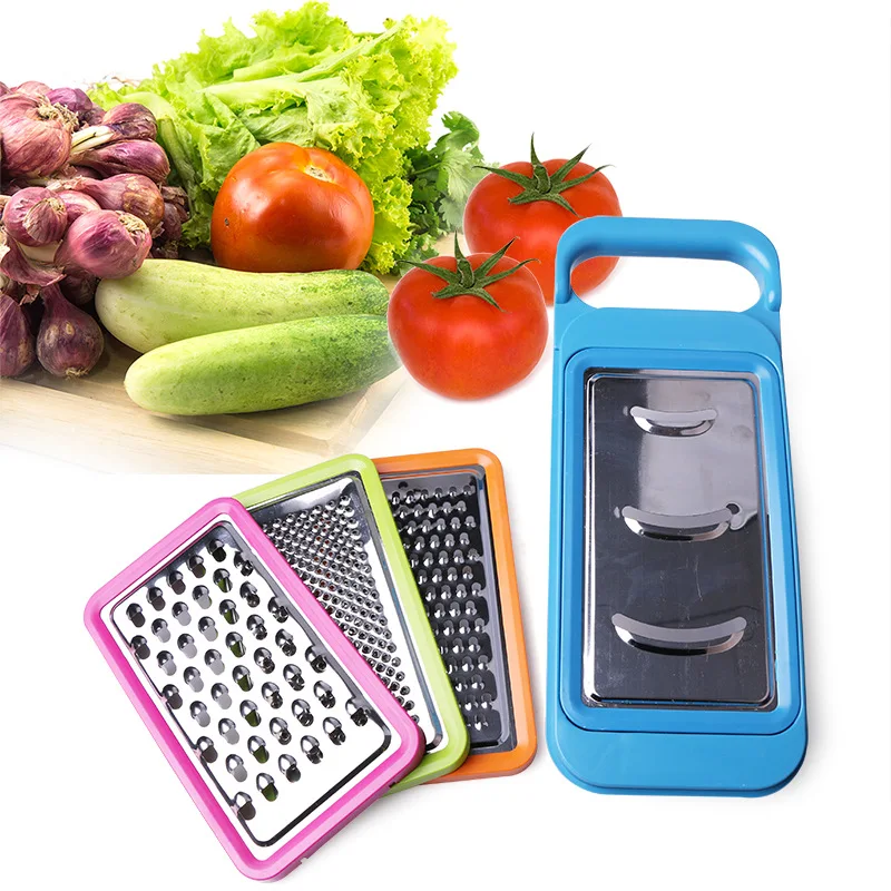 1Set Plastic Vegetable Slicer Vegetable Grater Gadget Friut Cutter Portable Stainless Steel Blades Multifunctional Tool OK 0627