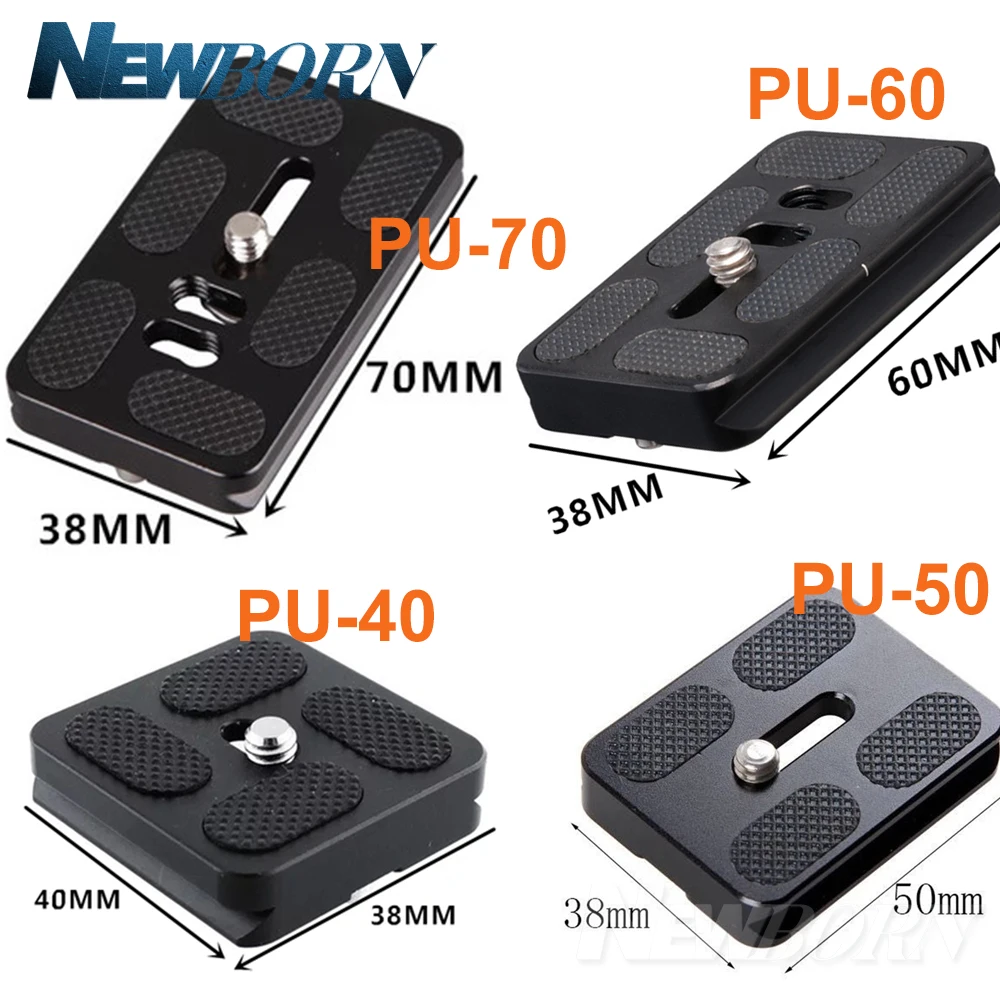 PU40/PU50/PU60/PU70 płyta szybkiego uwalniania wspornik metalowy statyw Monopod z 1/4 "śruba do głowica kulowa statywu Arca Swiss
