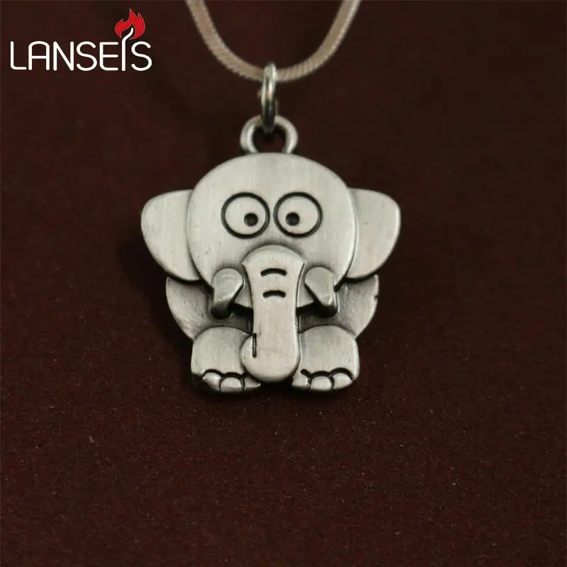 

lanseis 20pcs wholesale tiny Cute Cartoon Elephant pendants for women necklace Animal jewelry Simple necklaces gift for friend