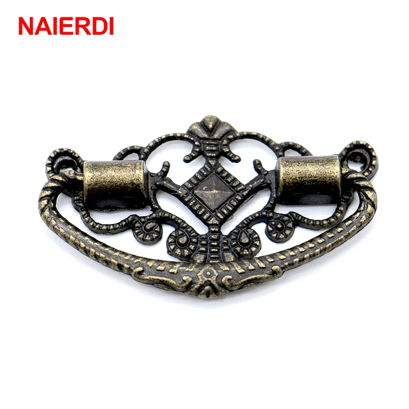 NAIERDI 48mm x 25mm Bronze Cabinet Knobs Drawer Handles Cupboard Pulls Jewellery Box Handle With Screws For Furniture Hardware