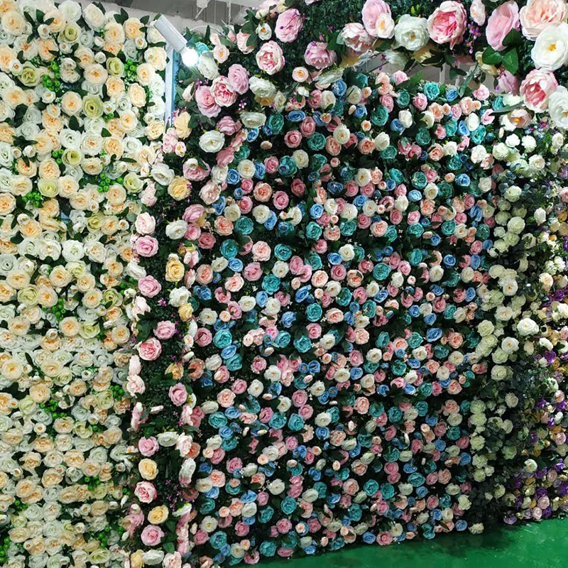 40*60cm Green Plant Flower Wall Artificial Rose Indoor Outdoor Landscape Decoran Wedding Background Wall Arch Decoration 24pcs