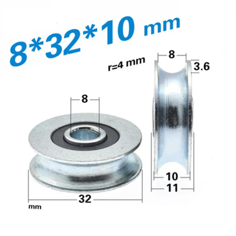 1pcs 8*32*10 mm grooved pulley, grooved guide pulley, 8 mm steel rope wheel, non-standard grooved pulley