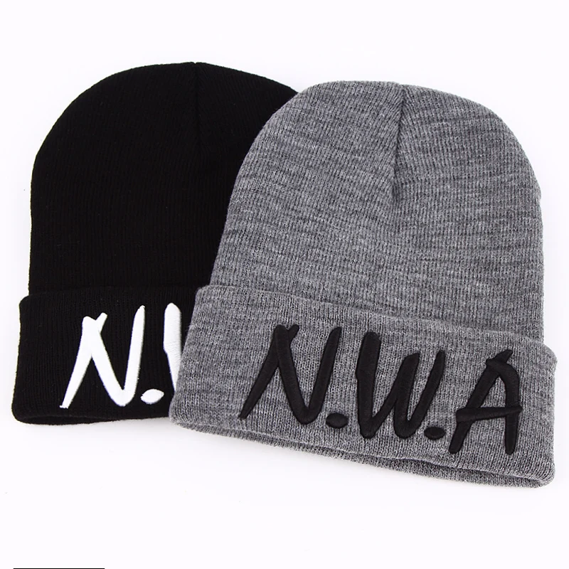 VORON ใหม่ Skullies Beanies Gangsta NWA ถักหมวกฤดูหนาวหมวกหมวกหญิง VOGUE ผู้หญิงผู้ชาย Hip Hop Lady ขนสัตว์ Pompon ลูก Bonnet