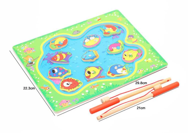 New Puzzle Magnetic Fishing Children Fishing Baby Toys Wooden Educational Early Childhood Learning Magnetic Fish Toy