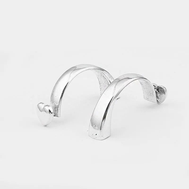 3PCS Antique Silver Half Cuff Bracelet Clasp Heart Hook Clasp For 10*5mm Leather Cord DIY Bracelet Jewelry Making Findings