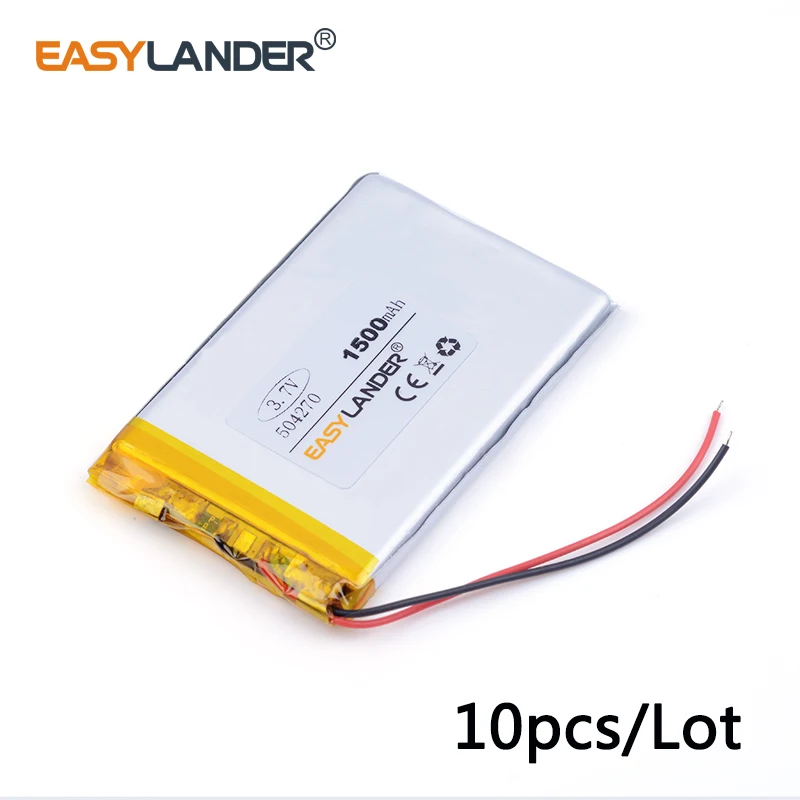 10pcs /Lot 504270 1500 mah 3.7v lithium Li ion polymer rechargeable battery interphone GPS vehicle traveling data recorder PAD