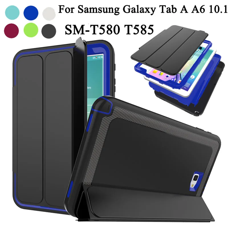 

For Samsung Galaxy Tab A a6 10.1 T580 T585 SM-T580 Kids Safe Armor Full Body Smart Sleep Hard Cover W/Bulit-in Screen