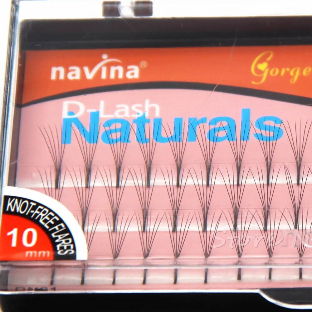 100pcs/lot NAVINA 6 Flairs 60  Natural Long Black Individual False Eyelashes Eye Lash Extension Kit Soft 12mm 10mm 8mm Selection