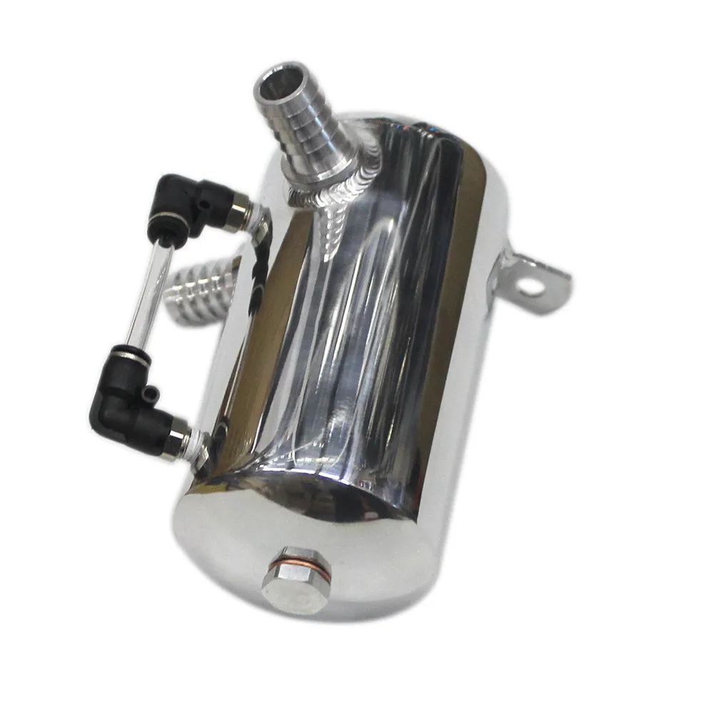 SPSLD Car Styling Universal Oil Catch Tank Reservoir Engine Fuel Seperator Can Aluminum 500ml 2*19MM