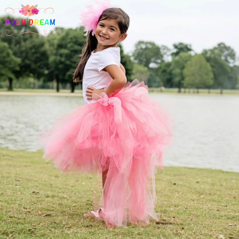 Pink Flamingo Bustle Tutu Skirts Baby Girl 6 12 Months -12y Blush Pink Pretty Halloween Costume Photo Prop