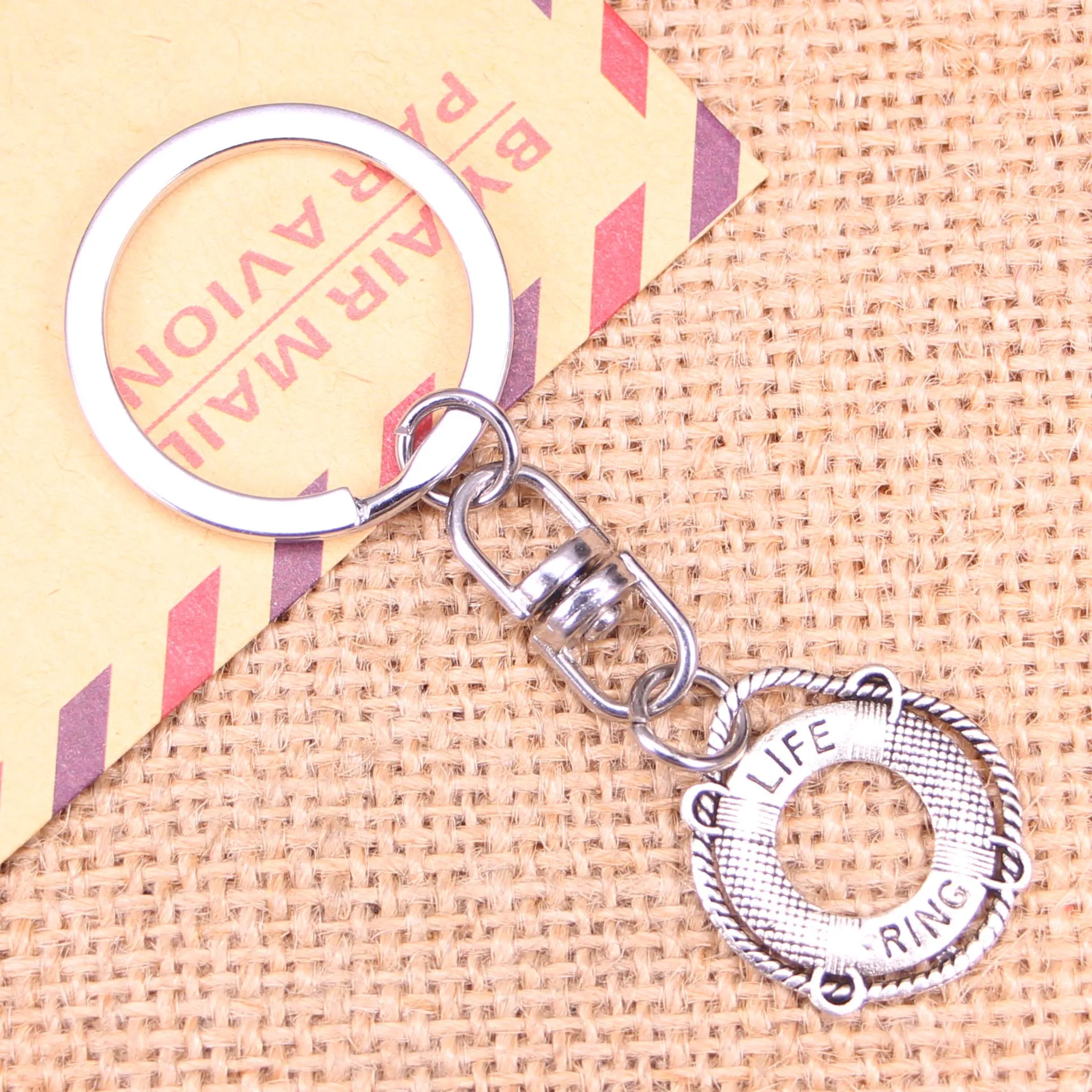 20pcs New Fashion Keychain 23x22mm life ring lifebuoy Pendants DIY Men Jewelry Car Key Chain Ring Holder Souvenir For Gift