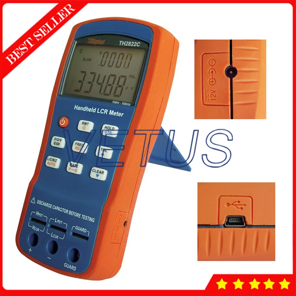 TH-2822C Handheld Digital LCR Meter misuratore di Capacità di Resistenza con 100 ohm Resistenza di Uscita