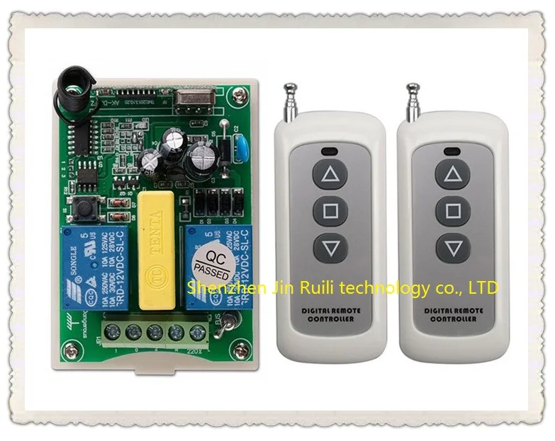 New AC 220V 2 CH 2CH RF Wireless Remote Control Motor Positive &negative Switch System 2pc Transmitter +1 X Receiver,315/433 MHZ