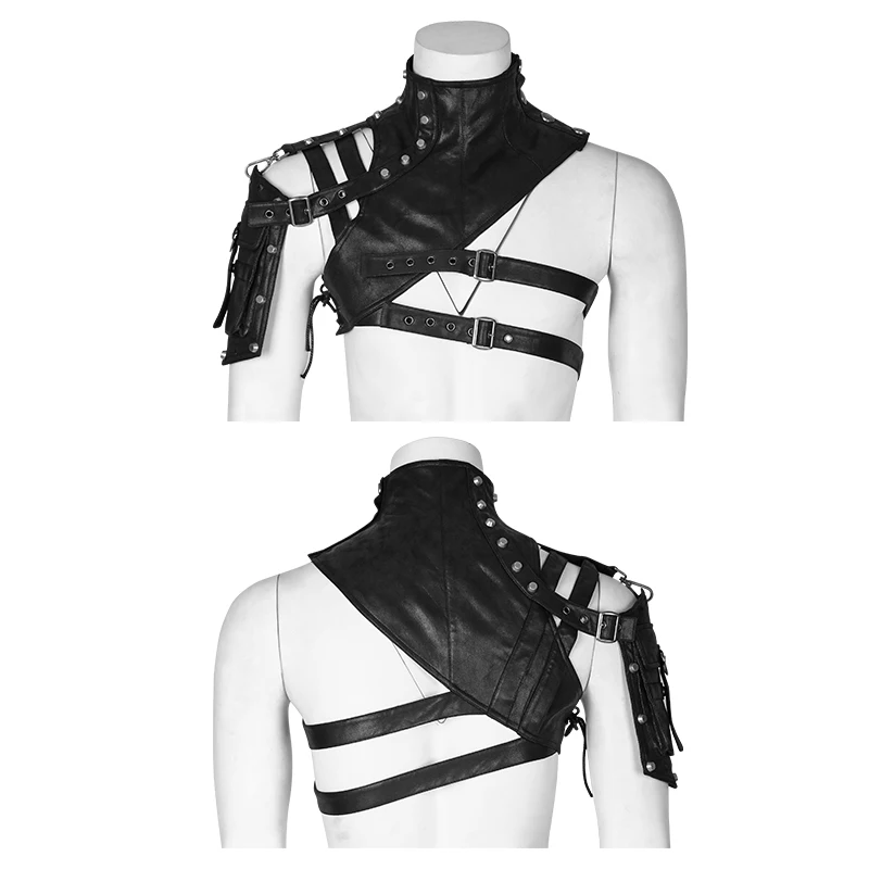 

PUNK RAVE Men's Steampunk Shoulder Harness Black Polyester Cotton Gothic Punk Cosplay Accessory S207