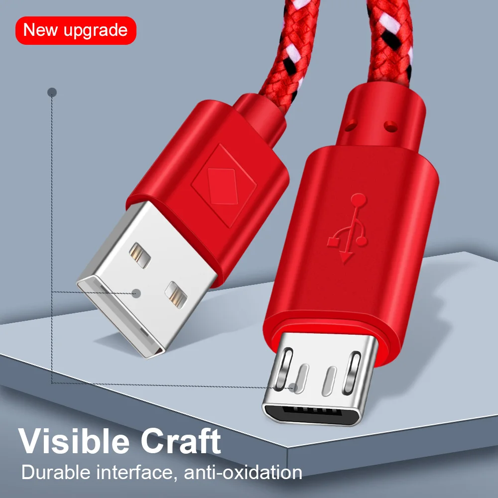 Kabel OLAF Micro USB szybkie ładowanie Andriod 0.5 m/1 m/2 m/3 m szybka synchronizacja danych ładowarka z nylonowym plecionym kablem kabel do