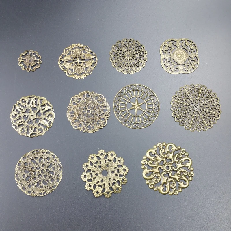 20Pcs/lot Various styles Filigree  Round Wraps Connectors Embellishments Findings metal craft cosplay accessories  Jewelry parts