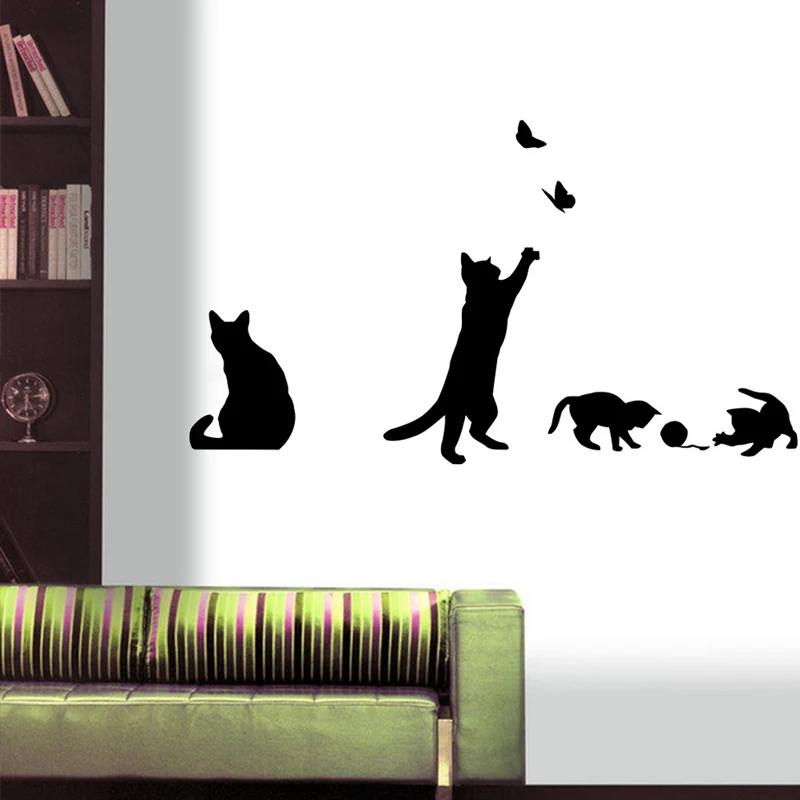 New Cat Playing Wall Sticker Cute Living Room Background Decoration Stairs Stickers On The Wall DIY Decals Home Decor Wallpaper