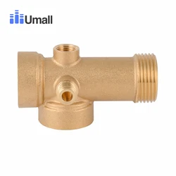 Latão Water Pump Pipe Connector, macho e fêmea Thread, Full Copper, 5 Way, 90mm de comprimento, 1