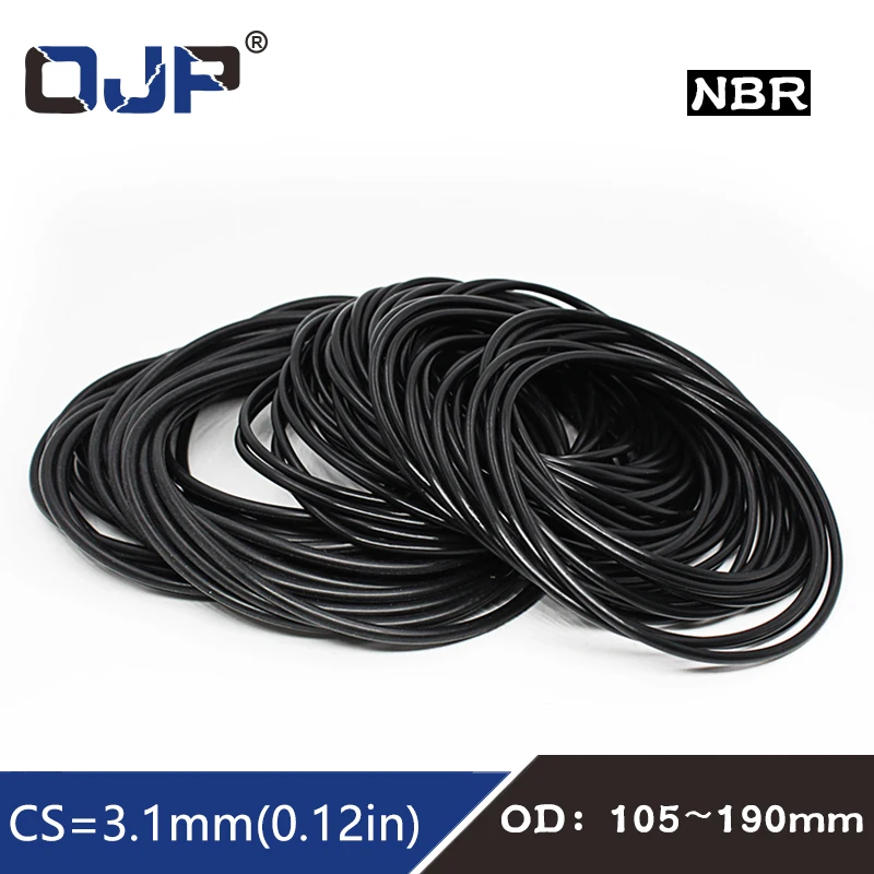 

1PC Rubber Ring NBR Sealing CS3.1mm OD105/110/120/125/130/140/145/150/160170/180/190mm O-Ring Seal Nitrile Gasket Rings Washer