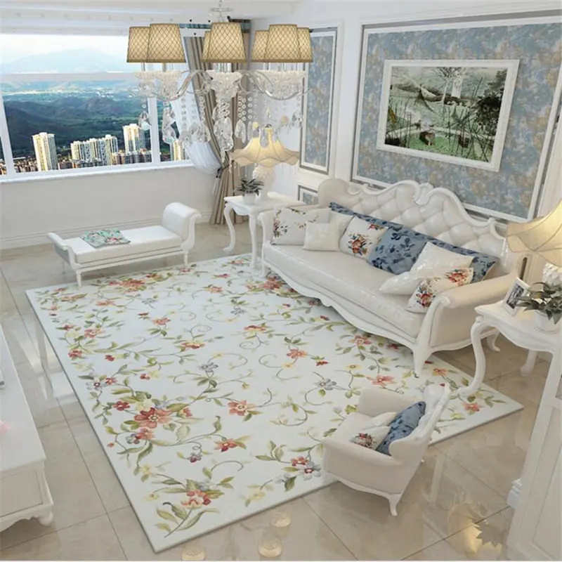 

Hot Sale Large Pastoral Style Modern Soft Carpet For Living Room Bedroom Kid Play Delicate Rug Home Floor Fashion Study Room Mat