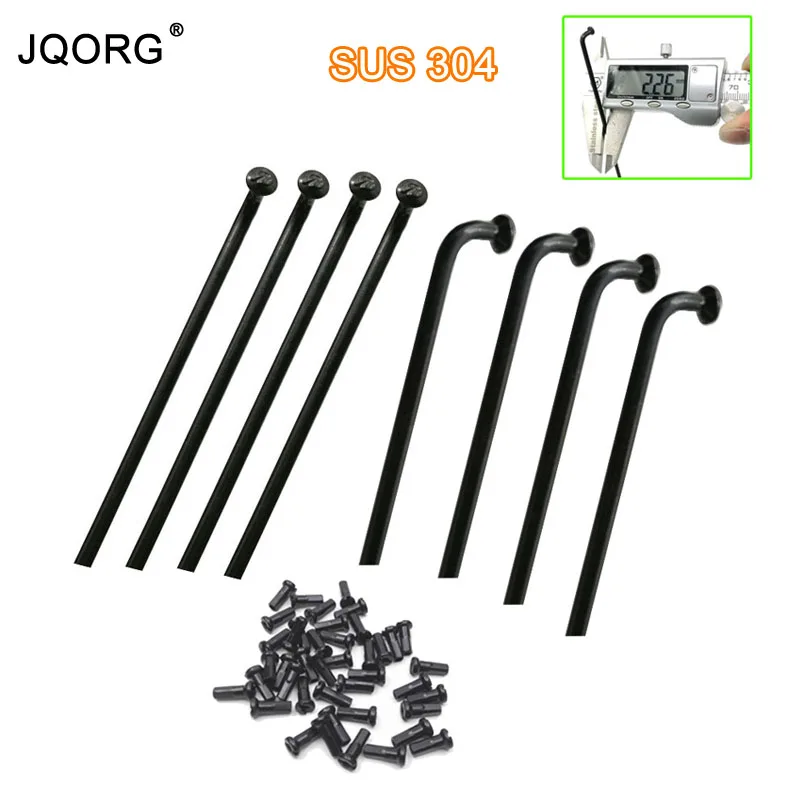 

JQORG Electric Bicycle Spokes 13G Diameter 2.3mm Black Color Spokes SUS304 Material J-bend Electric Bike Wheel Spokes For Motor