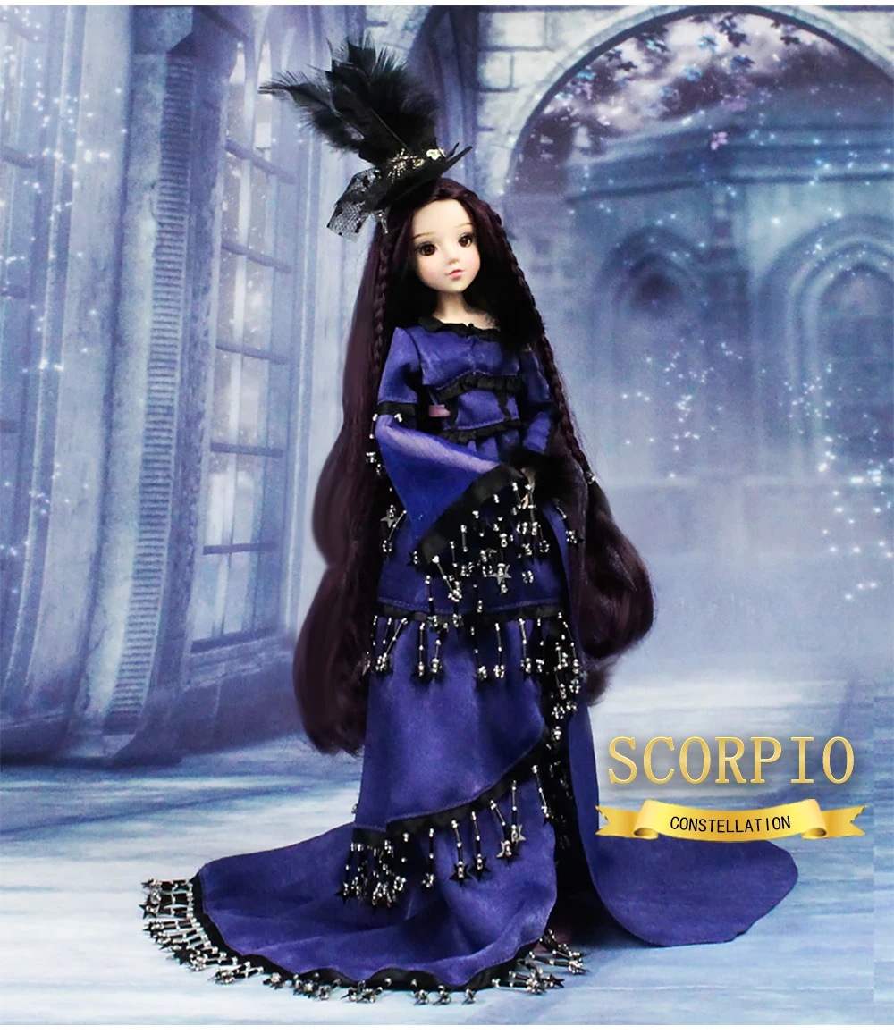 

DBS bjd MMGirl 12 Constellation Scorpio 1/6 30cm doll dark purple dress hat fantasy suit toy girl gift