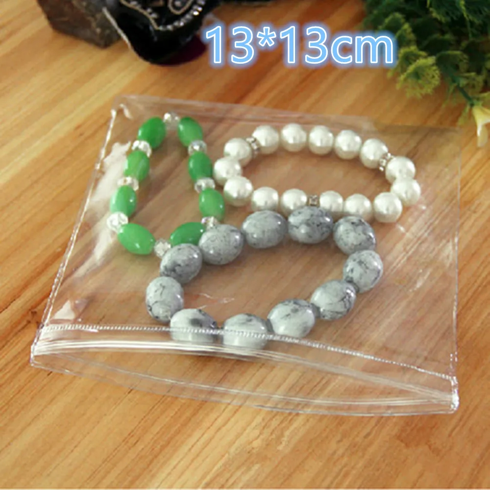 

50Pcs/Lot 13*13cm Clear PVC Zip Lock Anti-oxidation Jade Plastic Pouches Jewelry Earrings Valve Zipper Anti-tarnish Storage Bags