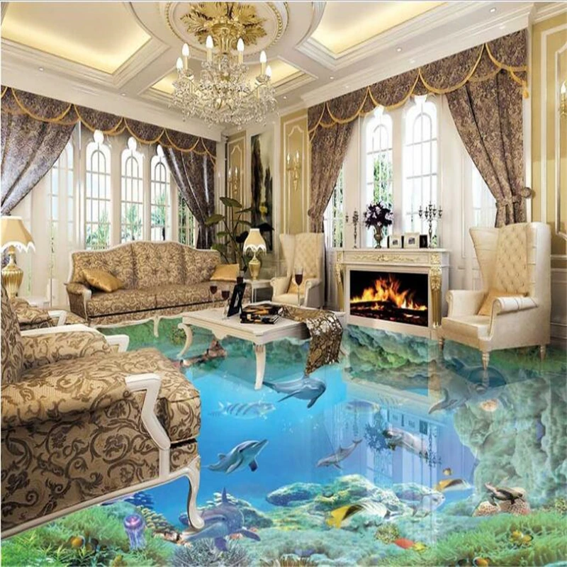 

beibehang large-scale murals HD underwater world 3D floor thickening waterproof pvc ultra-environmentally friendly wear film