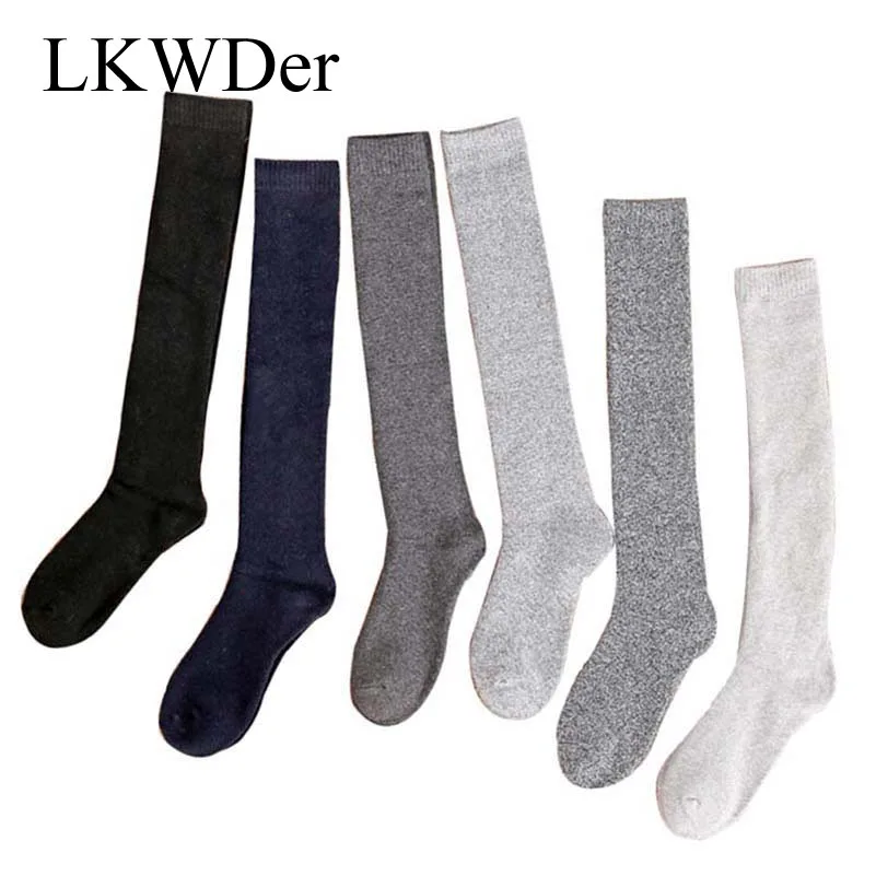 

LKWDer 5 Pairs/lot Mens Long Tube Terry Socks Cotton Thickened Socks Winter Plus Velvet Warm Knee Socks Men High Tube Pull Meias