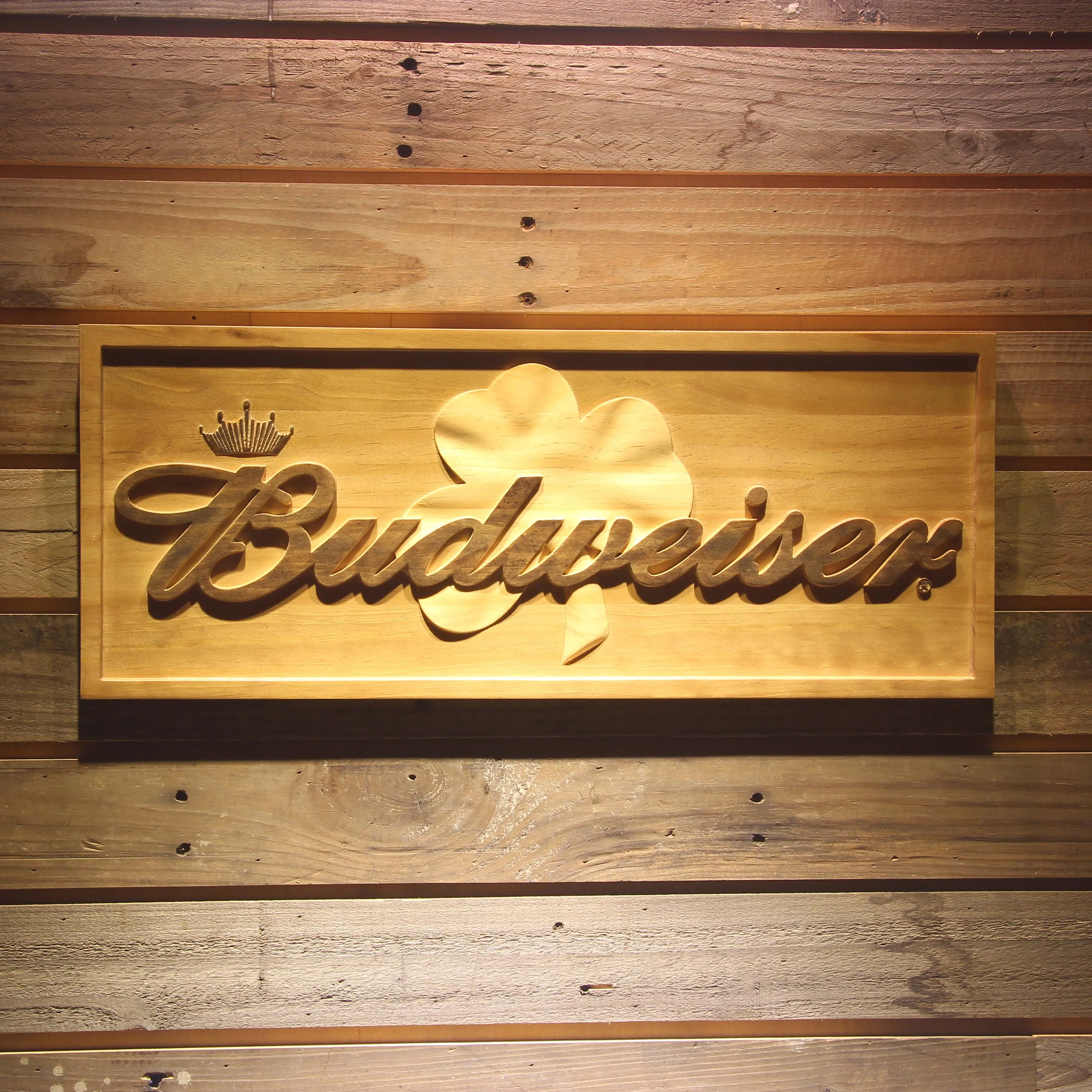 Budwesier Shamrock Beer 3D Wooden Bar Signs